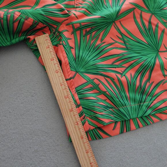 Southern Tide Swim Trunks Men M Tropical Palm Print Coral Green 6" Mesh Lined - Picture 4 of 9